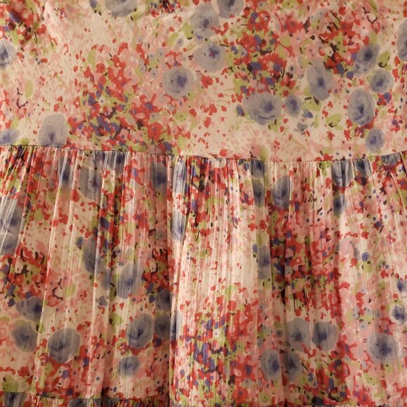 Chaps Petite Floral Print Tiered Cotton Maxi Lined Skirt - Picture 2 of 5